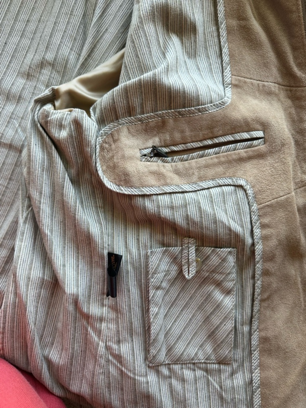 Cole Haan Beige Field Jacket Zip Closure Flap Pockets Heavyweight Men's L - Picture 9 of 11
